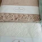Подарочный набор полотенец для ванной 2 пр. Tivolyo Home NERVURES хлопковая махра кремовый, фото, фотография