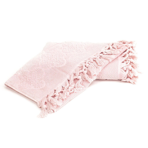 Подарочный набор полотенец для ванной 2 пр. Tivolyo Home NERVURES хлопковая махра розовый, фото, фотография