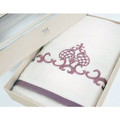 Полотенце для ванной в подарочной упаковке Tivolyo Home KING хлопковая махра розовый 50х90, фото, фотография