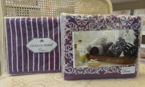 Подарочный набор полотенец для ванной 2 пр. Tivolyo Home CASABLANCA LINE хлопковая махра фиолетовый, фото, фотография