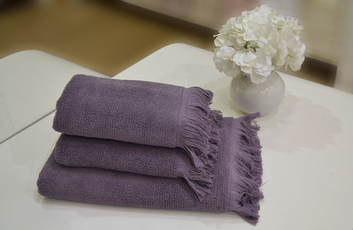 Полотенце для ванной Soft Cotton FRINGE хлопковая махра фиолетовый 75х150, фото, фотография