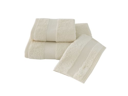 Полотенце для ванной Soft Cotton DELUXE махра хлопок/модал кремовый 32х50, фото, фотография