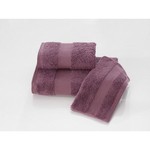 Набор полотенец для ванной в подарочной упаковке 32х50 3 шт. Soft Cotton DELUXE хлопковая махра фиолетовый, фото, фотография