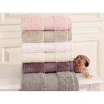 Набор полотенец для ванной в подарочной упаковке 32х50 3 шт. Soft Cotton DELUXE хлопковая махра фиолетовый, фото, фотография