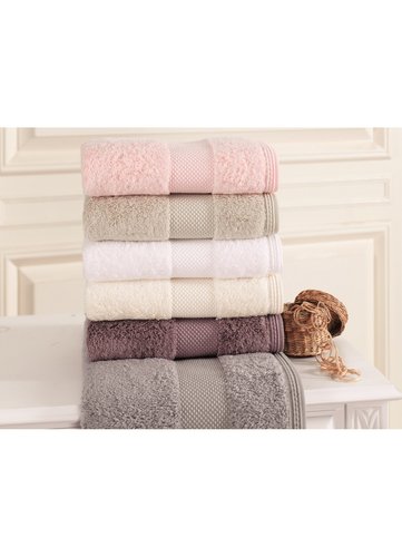 Набор полотенец для ванной в подарочной упаковке 32х50 3 шт. Soft Cotton DELUXE хлопковая махра фиолетовый, фото, фотография