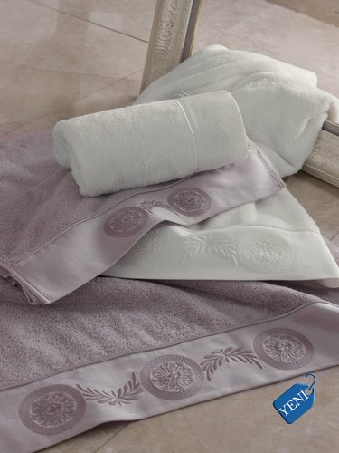 Полотенце для ванной Soft Cotton QUEEN хлопковая махра молочный 85х150, фото, фотография