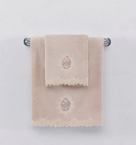 Полотенце для ванной Soft Cotton DESTAN хлопковая махра пудра 50х100, фото, фотография