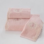 Набор полотенец для ванной в подарочной упаковке 32х50 3 шт. Soft Cotton DESTAN хлопковая махра тёмно-розовый, фото, фотография
