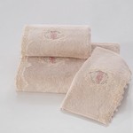 Набор полотенец для ванной в подарочной упаковке 32х50 3 шт. Soft Cotton DESTAN хлопковая махра пудра, фото, фотография