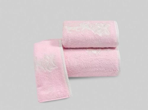 Полотенце для ванной Soft Cotton PANDORA хлопковая махра розовый 85х150, фото, фотография