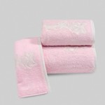 Набор полотенец для ванной в подарочной упаковке 32х50 3 шт. Soft Cotton PANDORA хлопковая махра розовый, фото, фотография