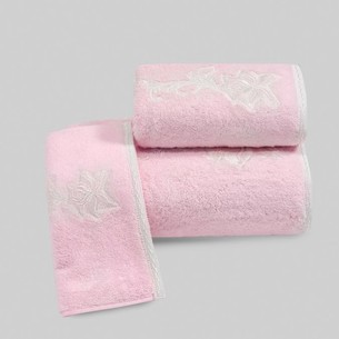 Набор полотенец для ванной в подарочной упаковке 32х50 3 шт. Soft Cotton PANDORA хлопковая махра розовый