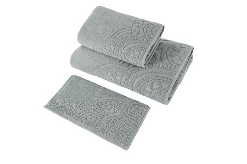 Полотенце для ванной Soft Cotton CIRCLE хлопковая махра серый 50х100, фото, фотография