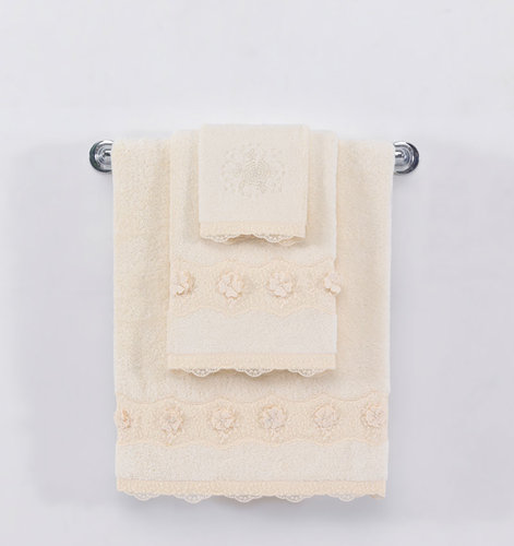 Полотенце для ванной Soft Cotton YONCA хлопковая махра кремовый 50х100, фото, фотография