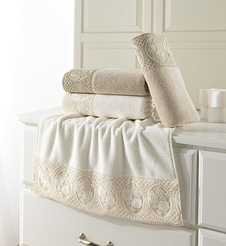 Полотенце для ванной Soft Cotton ELIZA хлопковая махра экрю 85х150, фото, фотография