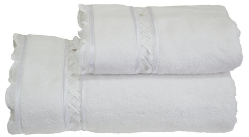 Полотенце для ванной Soft Cotton DIVA DANTELLI хлопковая махра белый 50х100, фото, фотография