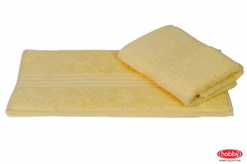 Полотенце для ванной Hobby Home Collection RAINBOW хлопковая махра светло-жёлтый 50х90, фото, фотография