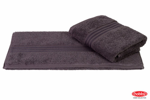 Полотенце для ванной Hobby Home Collection RAINBOW хлопковая махра тёмно-серый 50х90, фото, фотография