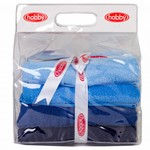Набор полотенец для ванной в подарочной упаковке 4 шт. Hobby Home Collection RAINBOW хлопковая махра голубой 50х90 4 шт., фото, фотография