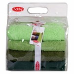 Набор полотенец для ванной в подарочной упаковке 4 шт. Hobby Home Collection RAINBOW хлопковая махра зелёный 70х140 4 шт., фото, фотография