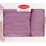 Набор полотенец для ванной в подарочной упаковке 50х90, 70х140 Hobby Home Collection SULTAN хлопковая махра тёмно-розовый, фото, фотография