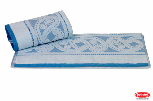 Полотенце для ванной Hobby Home Collection HURREM хлопковая махра голубой 50х90, фото, фотография