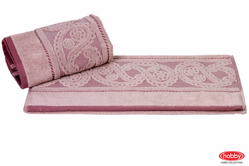 Полотенце для ванной Hobby Home Collection HURREM хлопковая махра розовый 70х140, фото, фотография