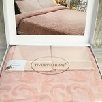 Махровая простынь-покрывало для укрывания Tivolyo Home BAROC хлопок персиковый 160х220, фото, фотография