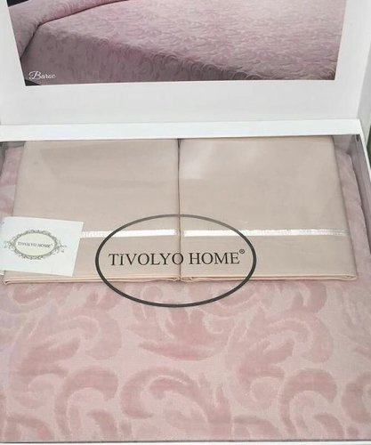 Махровая простынь-покрывало для укрывания Tivolyo Home BAROC хлопок розовый 160х220, фото, фотография
