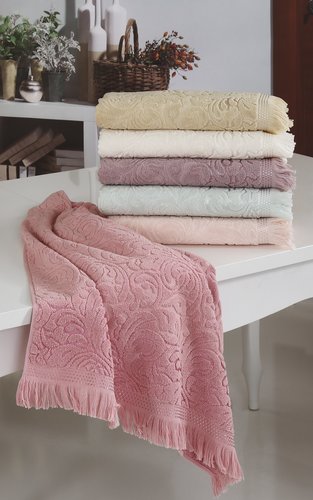 Полотенце для ванной Karna ESRA хлопковая махра розовый 50х90, фото, фотография