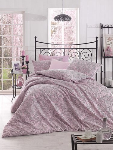 Постельное белье Altinbasak ROZI ранфорс хлопок розовый 1,5 спальный, фото, фотография