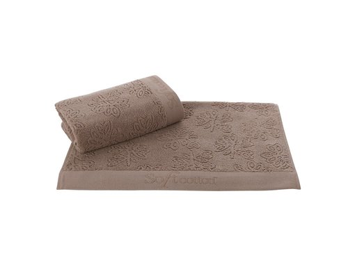 Полотенце для ванной Soft Cotton LEAF микрокоттон коричневый 75х150, фото, фотография