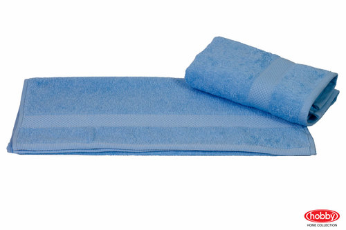 Полотенце для ванной Hobby Home Collection BERIL хлопковая махра голубой 50х90, фото, фотография