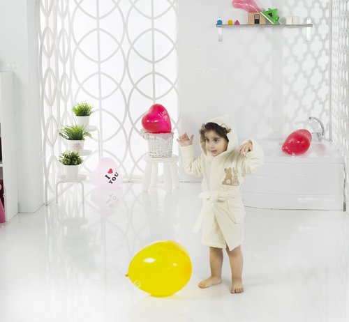 Халат детский Karna SNOP хлопковая махра кремовый 6-7 лет, фото, фотография