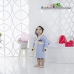 Халат детский Karna SNOP хлопковая махра голубой 4-5 лет, фото, фотография