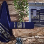Набор полотенец для ванной 50х90, 70х140 Karna ITEKA хлопковая махра синий, фото, фотография