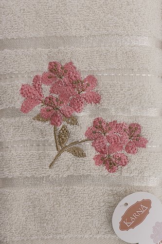 Полотенце для ванной в подарочной упаковке Karna SISLEY хлопковая махра кремовый 50х90, фото, фотография
