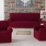 Набор чехлов на трёхместный диван и кресла 2 шт. Karna MILANO бордовый, фото, фотография
