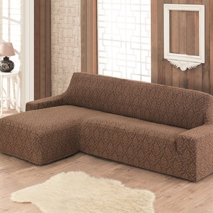 Чехол на угловой диван левосторонний Karna MILANO коричневый