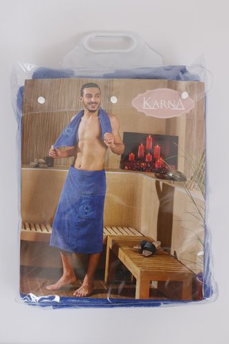 Набор для сауны мужской Karna BAREL махра хлопок серый, фото, фотография