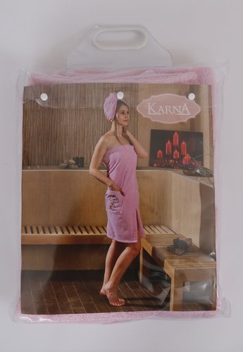 Набор для сауны женский Karna ARVEN махра хлопок молочный, фото, фотография