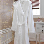 Халат женский Soft Cotton LUNA хлопковая махра белый S, фото, фотография