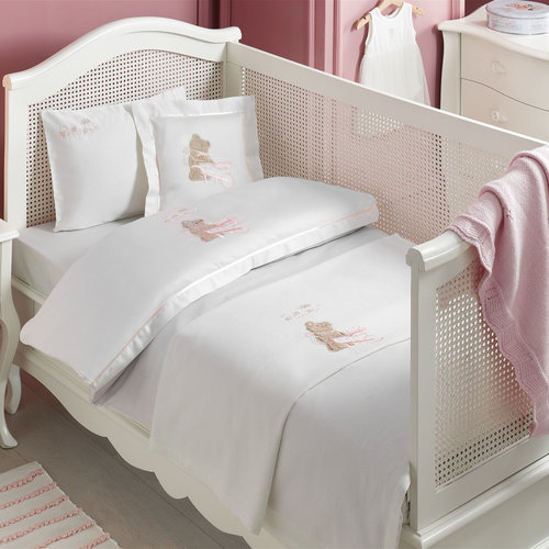 Детское постельное белье для новорожденных с пледом Tivolyo Home POURTOL BEBE хлопковый сатин розовый, фото, фотография