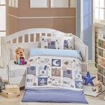 Набор в детскую кроватку Hobby Home Collection SWEET HOME хлопковый поплин синий, фото, фотография
