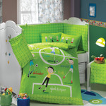 Набор в детскую кроватку Hobby Home Collection SOCCER хлопковый поплин зелёный, фото, фотография
