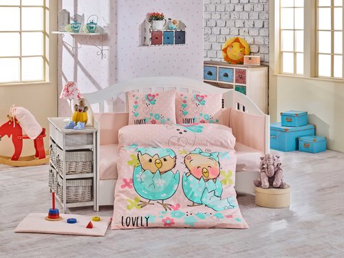Набор в детскую кроватку Hobby Home Collection LOVELY хлопковый поплин персиковый, фото, фотография