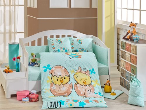 Набор в детскую кроватку Hobby Home Collection LOVELY хлопковый поплин минт, фото, фотография