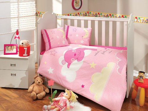 Набор в детскую кроватку Hobby Home Collection SLEEPER хлопковый поплин розовый, фото, фотография