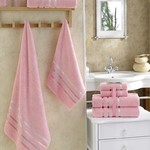 Подарочный набор полотенец для ванной Karna BALE хлопковая махра 50х80 2 шт., 70х140 2 шт. розовый, фото, фотография