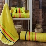 Подарочный набор полотенец для ванной Karna BALE NEON хлопковая махра 50х80, 70х140 жёлтый, фото, фотография